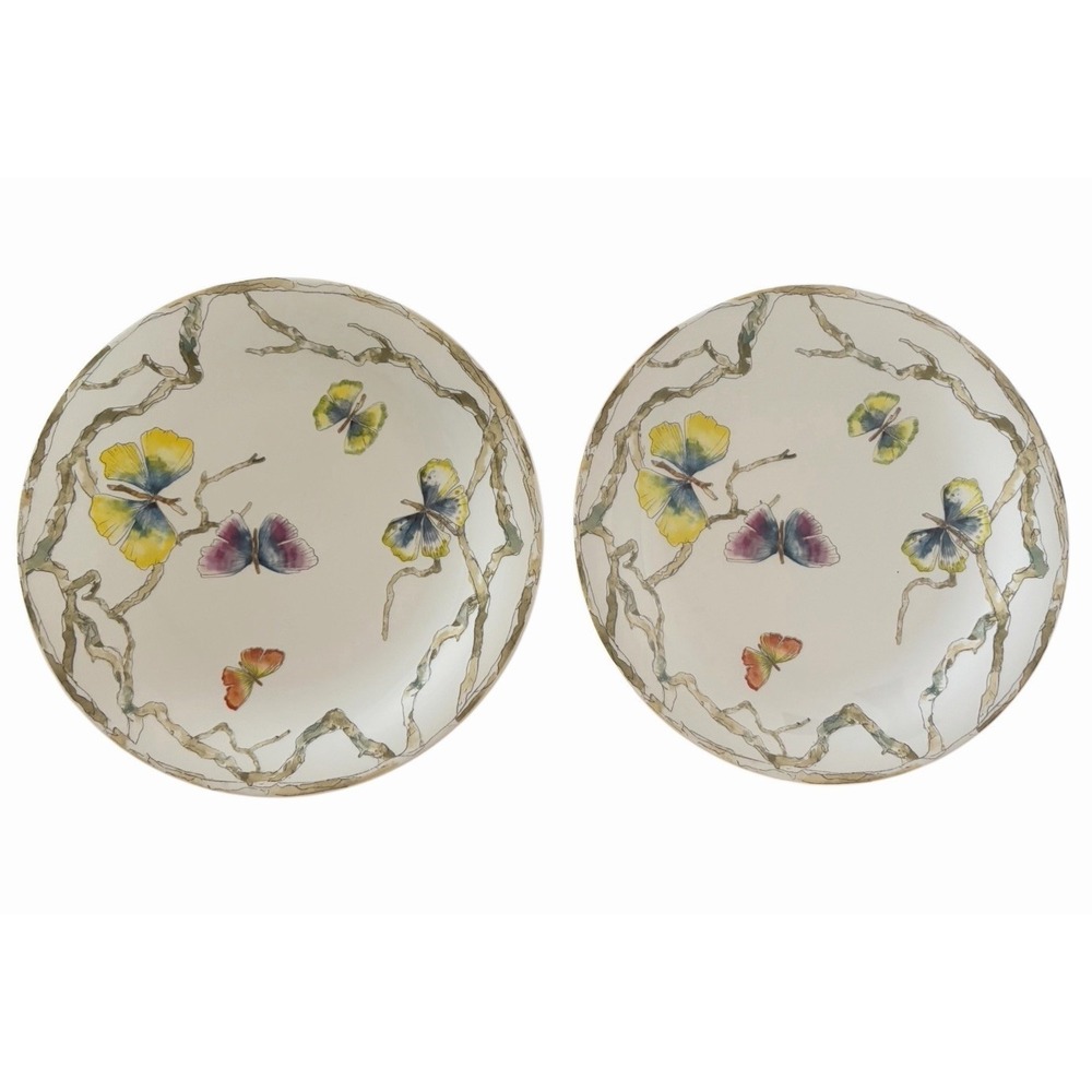 2 Michael Aram Butterfly Ginkgo Dinner Plates Across